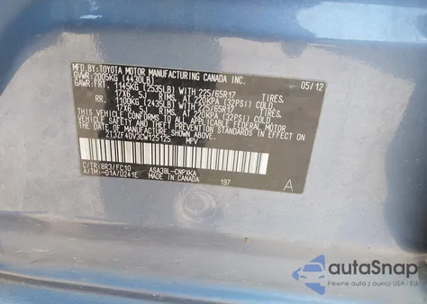 2012 Toyota Rav4 from USA, damaged, VIN 2T3ZF4DV3CW125125
